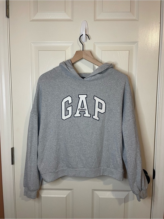 GAP Tops - Gap Athletic Gray Logo Hoodie Sporty Prep Size Medium